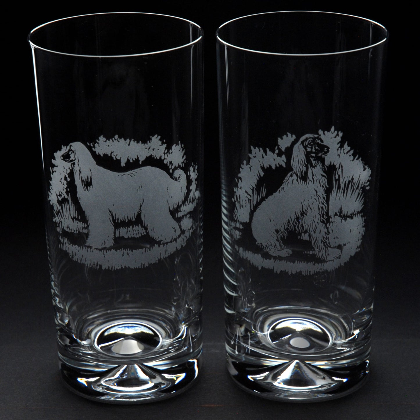 Afghan Hound Dog Highball Glass - Hand Etched/Engraved Gift