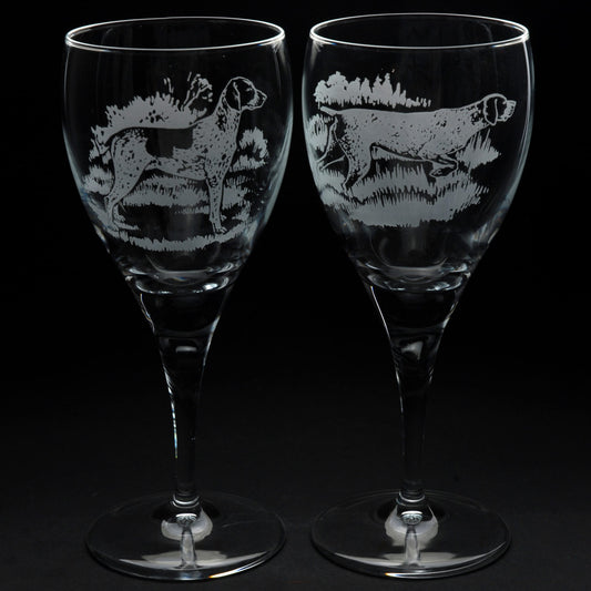 German Pointer Dog Crystal Wine Glass - Hand Etched/Engraved Gift