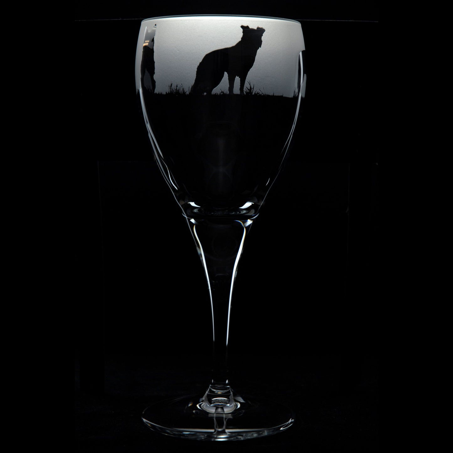 Border Collie Dog Crystal Wine Glass - Hand Etched/Engraved Gift