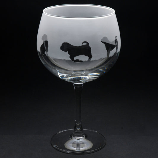 Shar Pei Dog Gin Cocktail Glass - Hand Etched/Engraved Gift