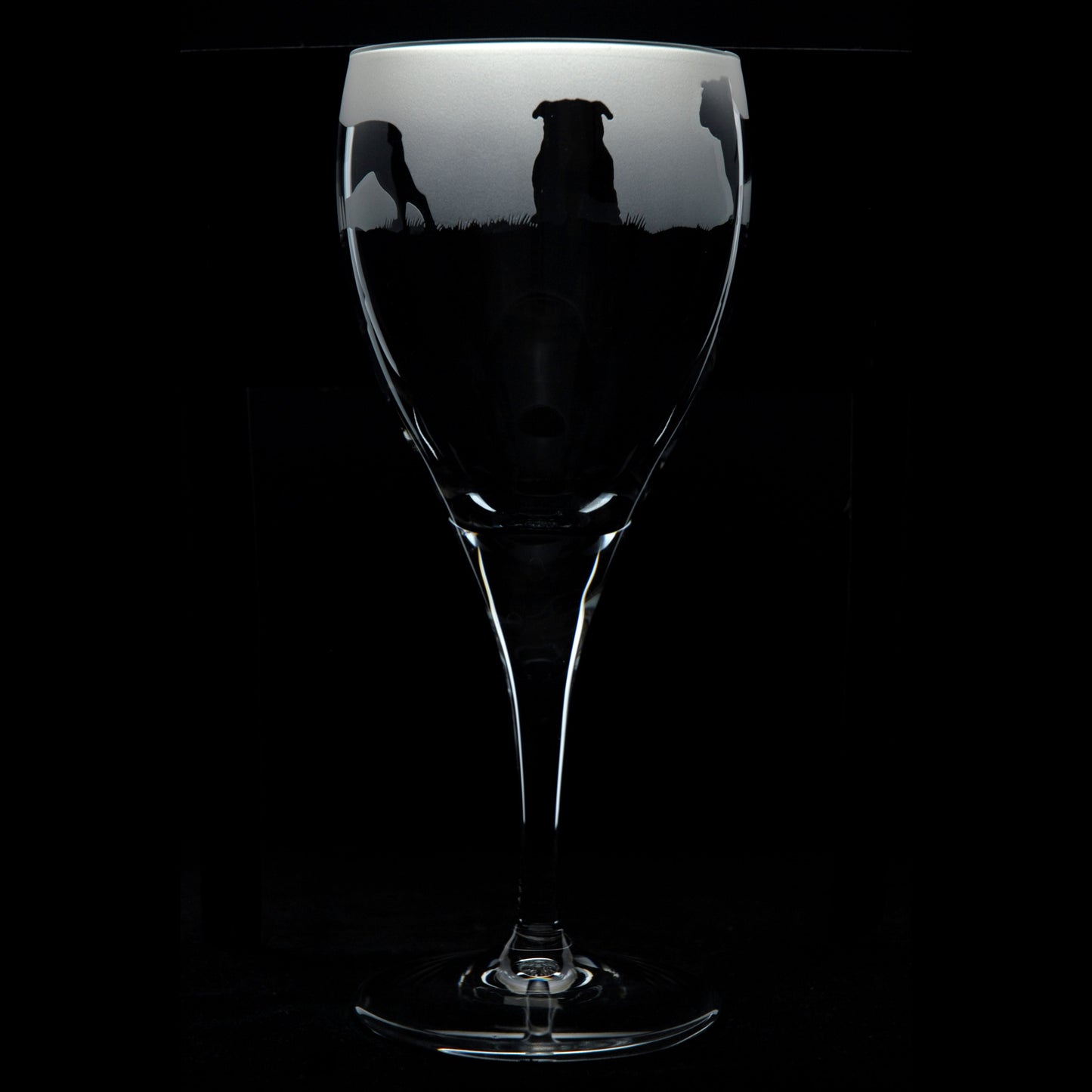 English Bulldog Dog Crystal Wine Glass - Hand Etched/Engraved Gift