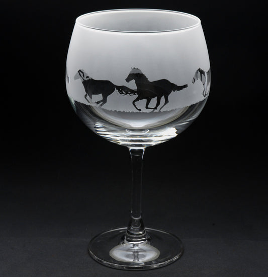 Galloping Horse Gin Cocktail Glass - Hand Etched/Engraved Gift
