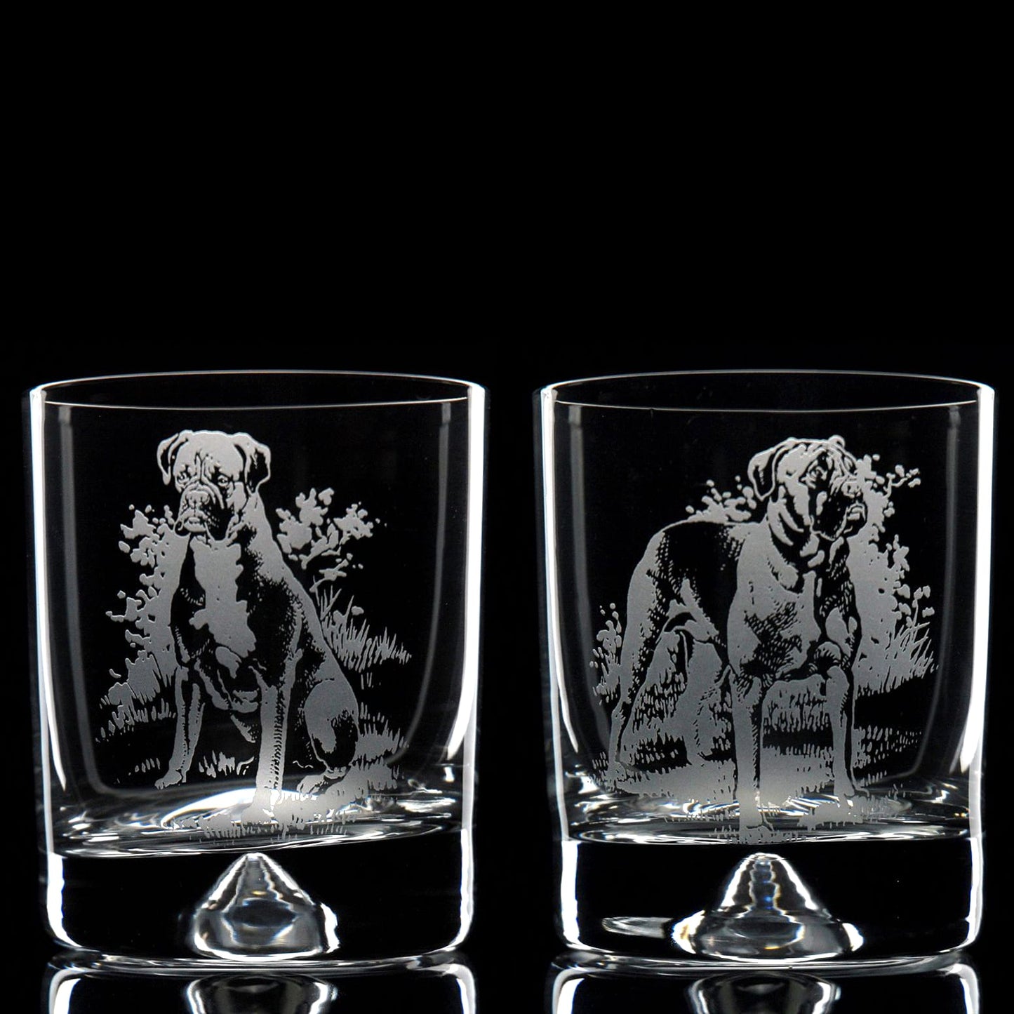 Boxer Dog Whiskey Tumbler Glass - Hand Etched/Engraved Gift