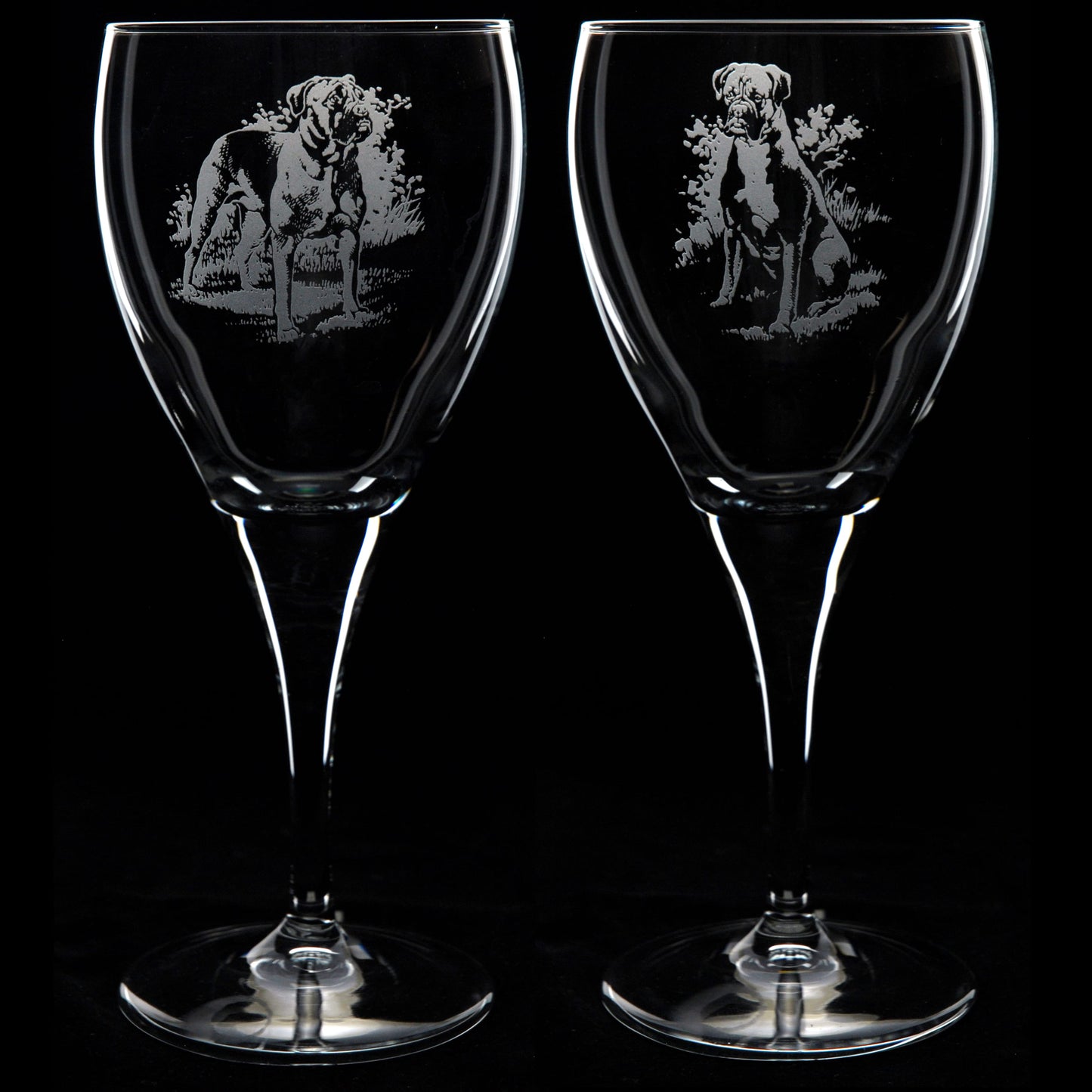 Boxer Dog Crystal Wine Glass - Hand Etched/Engraved Gift