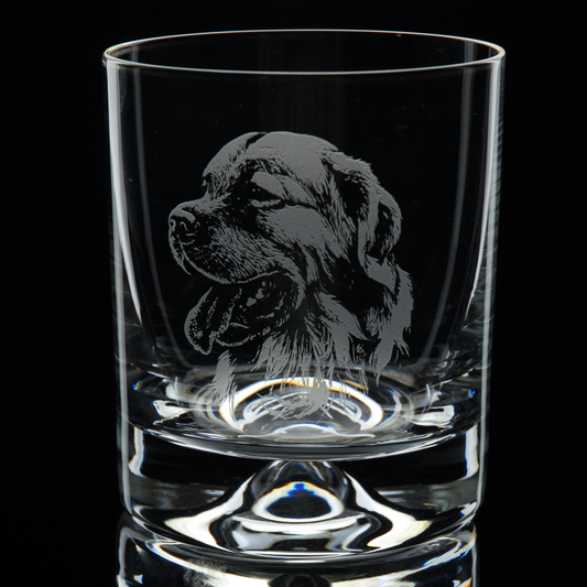 Golden Retriever Dog Head Whiskey Tumbler Glass - Hand Etched/Engraved Gift