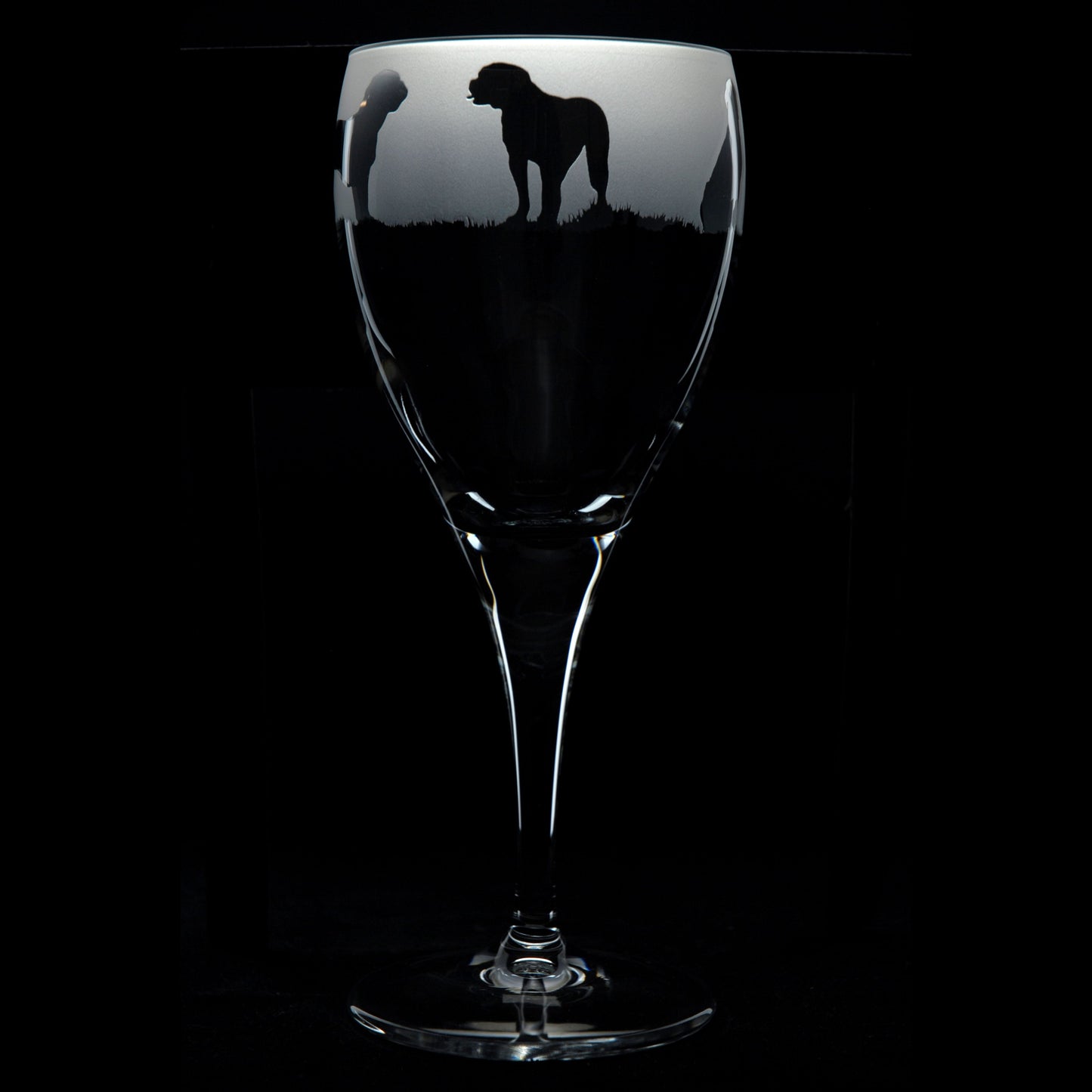 Dogue de Bordeaux Dog Crystal Wine Glass - Hand Etched/Engraved Gift