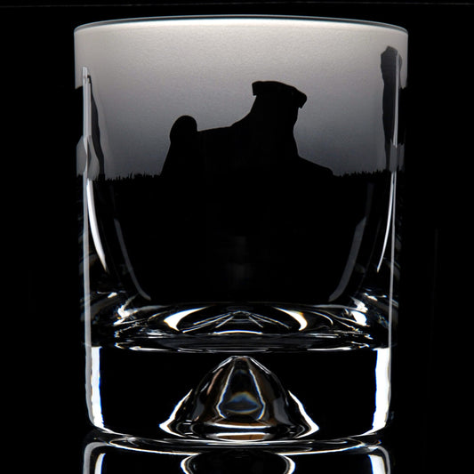 Pug Dog Whiskey Tumbler Glass - Hand Etched/Engraved Gift
