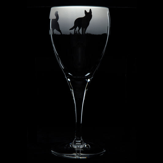 Husky Dog Crystal Wine Glass - Hand Etched/Engraved Gift