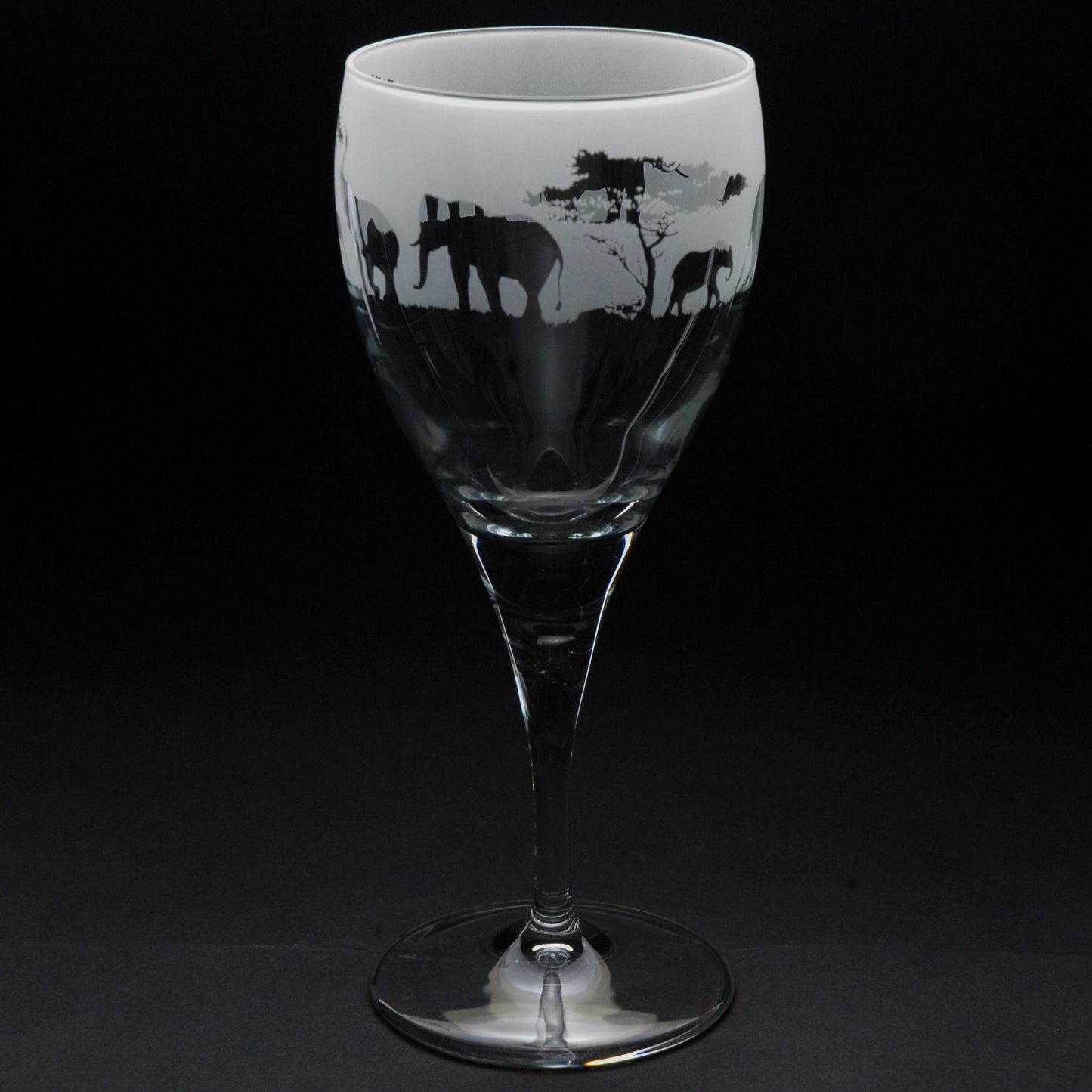 Elephant Crystal Wine Glass - Hand Etched/Engraved Gift