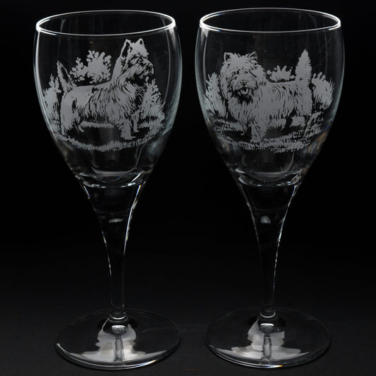 Cairn Terrier Dog Crystal Wine Glass - Hand Etched/Engraved Gift