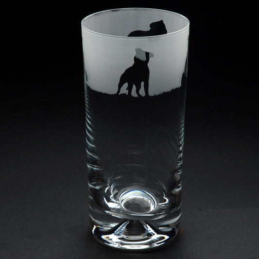 Staffy Dog Highball Glass - Hand Etched/Engraved Gift