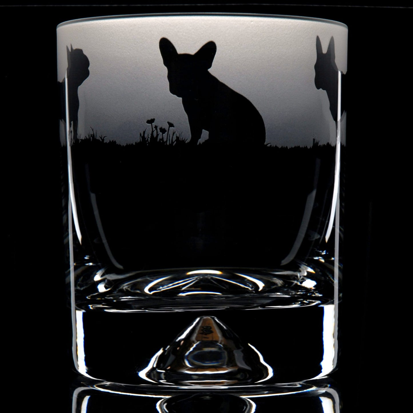 French Bulldog Dog Whiskey Tumbler Glass - Hand Etched/Engraved Gift