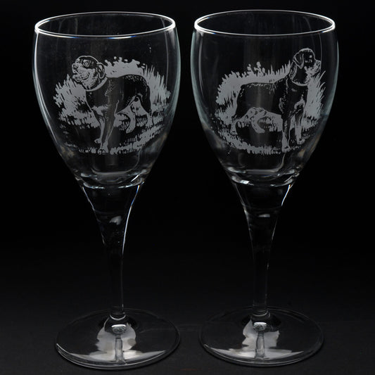 Rottweiler Dog Crystal Wine Glass - Hand Etched/Engraved Gift