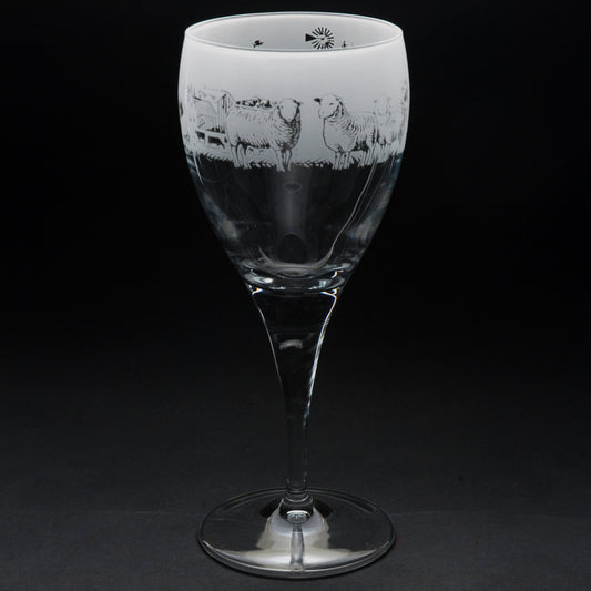Farm Animals Crystal Wine Glass - Hand Etched/Engraved Gift