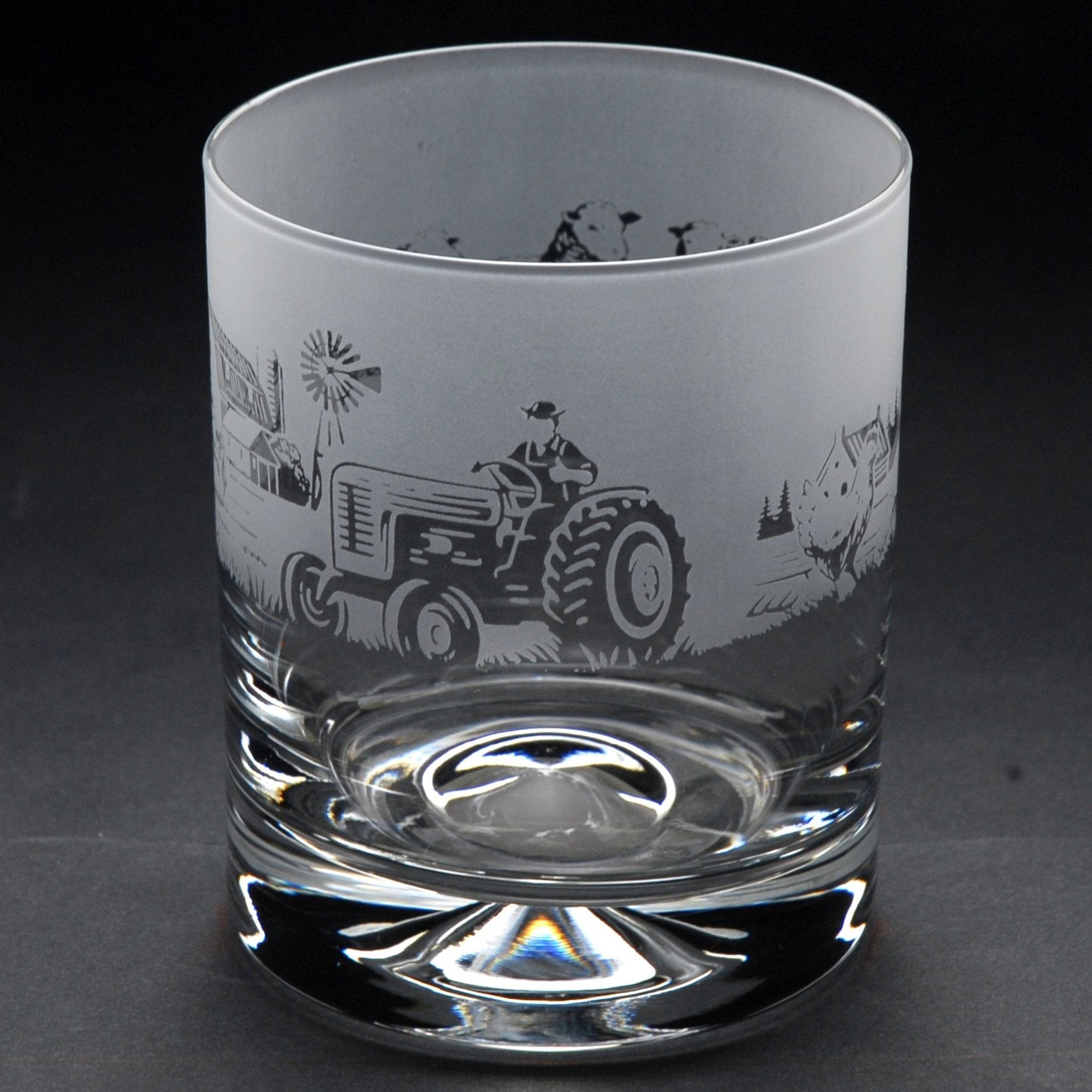 Farm Animals Whiskey Tumbler Glass - Hand Etched/Engraved Gift