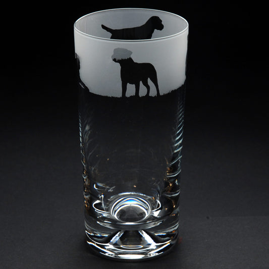 Border Terrier Dog Highball Glass - Hand Etched/Engraved Gift