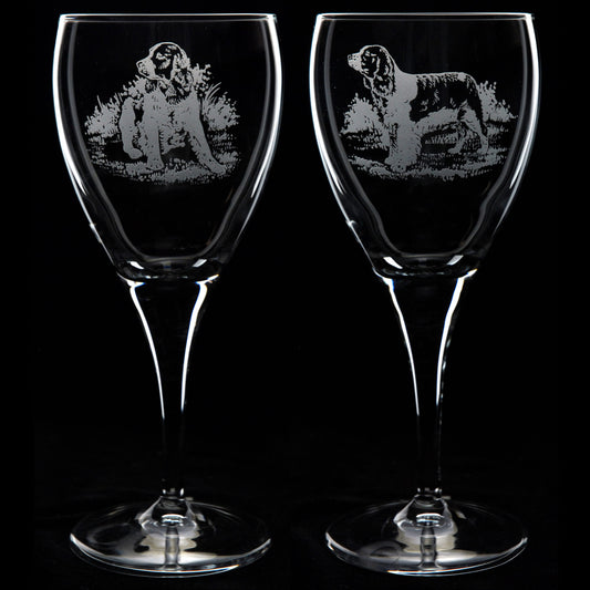 Springer Spaniel Dog Crystal Wine Glass - Hand Etched/Engraved Gift
