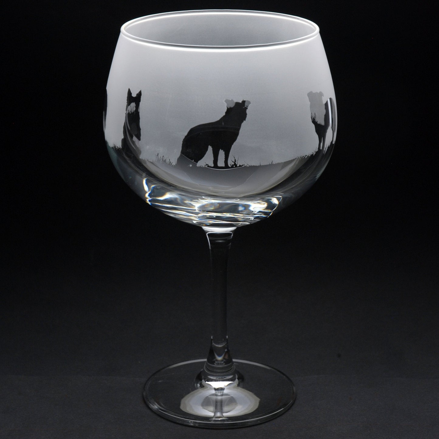 Border Collie Dog Gin Cocktail Glass - Hand Etched/Engraved Gift