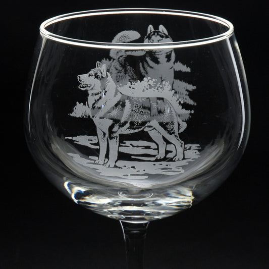 Siberian Husky Dog Gin Cocktail Glass - Hand Etched/Engraved Gift