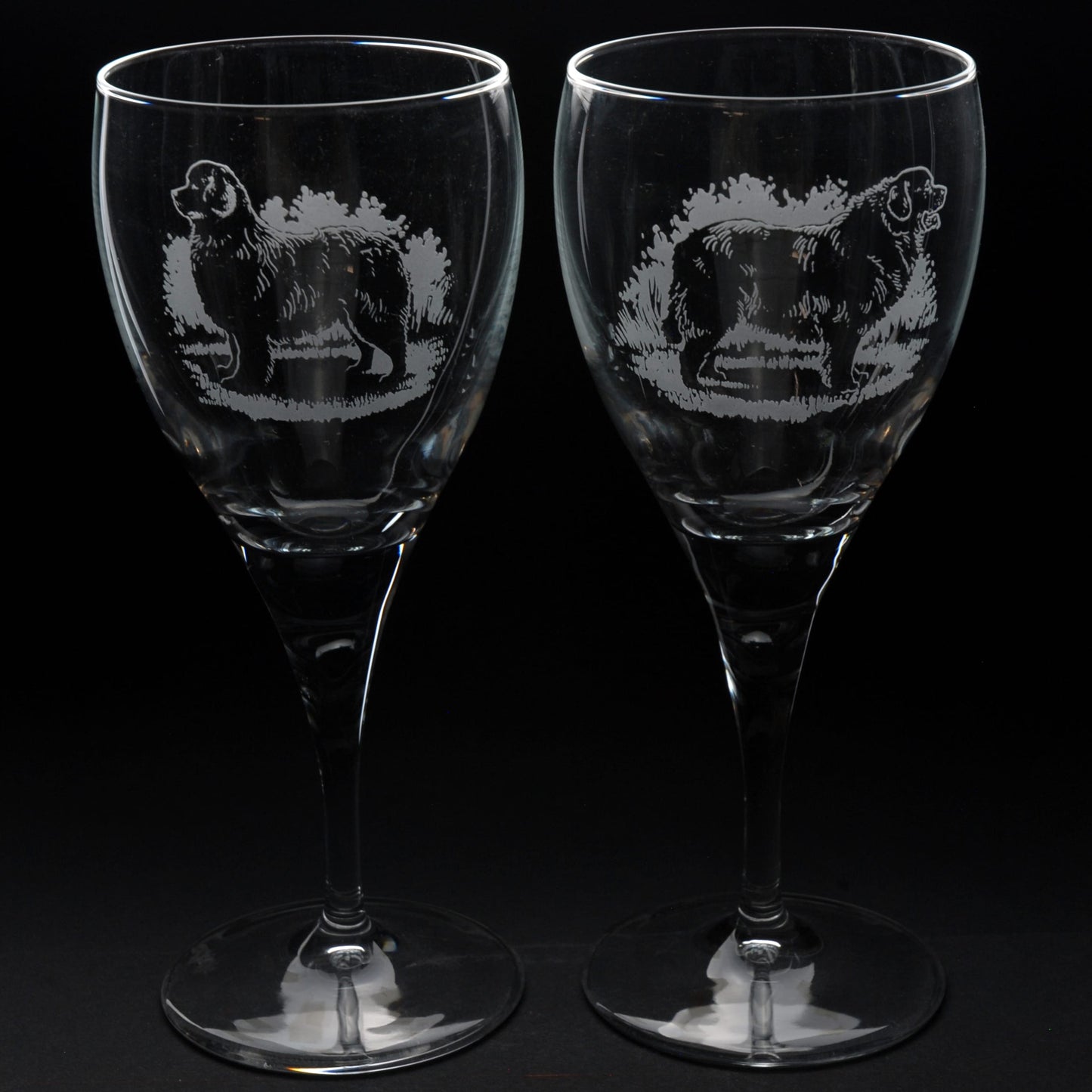 Newfoundland Dog Crystal Wine Glass - Hand Etched/Engraved Gift