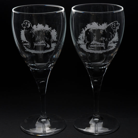 Newfoundland Dog Crystal Wine Glass - Hand Etched/Engraved Gift