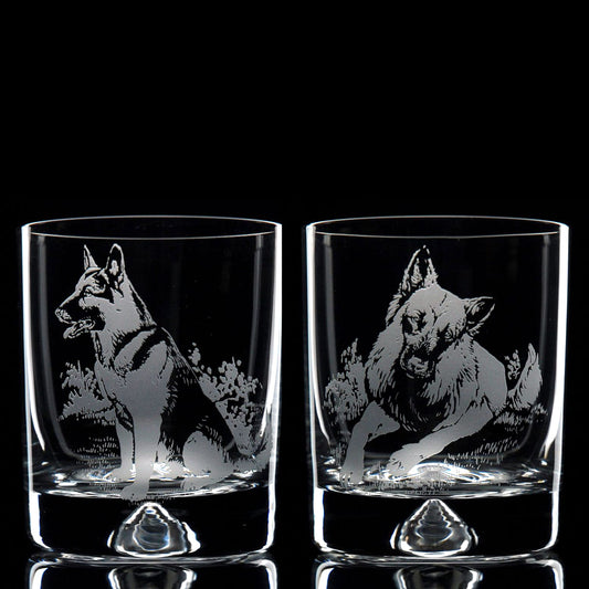 German Shepherd Dog Whiskey Tumbler Glass - Hand Etched/Engraved Gift