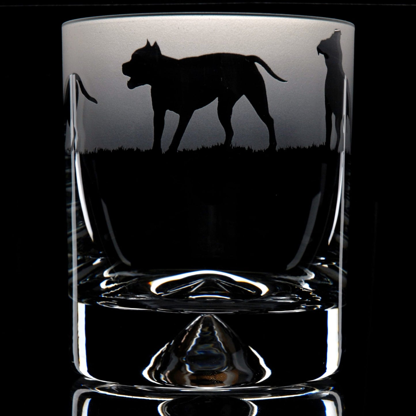 Pitbull Dog Whiskey Tumbler Glass - Hand Etched/Engraved Gift