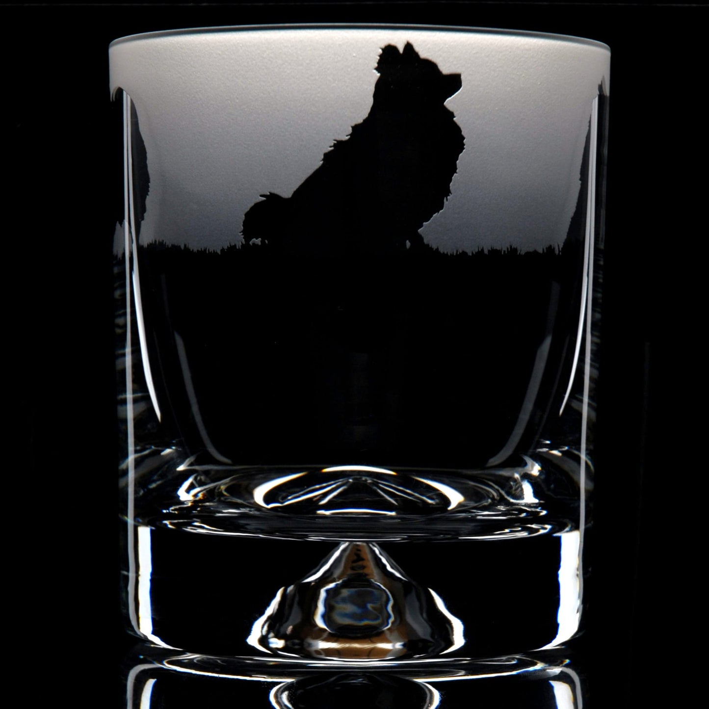 Pomeranian Dog Whiskey Tumbler Glass - Hand Etched/Engraved Gift