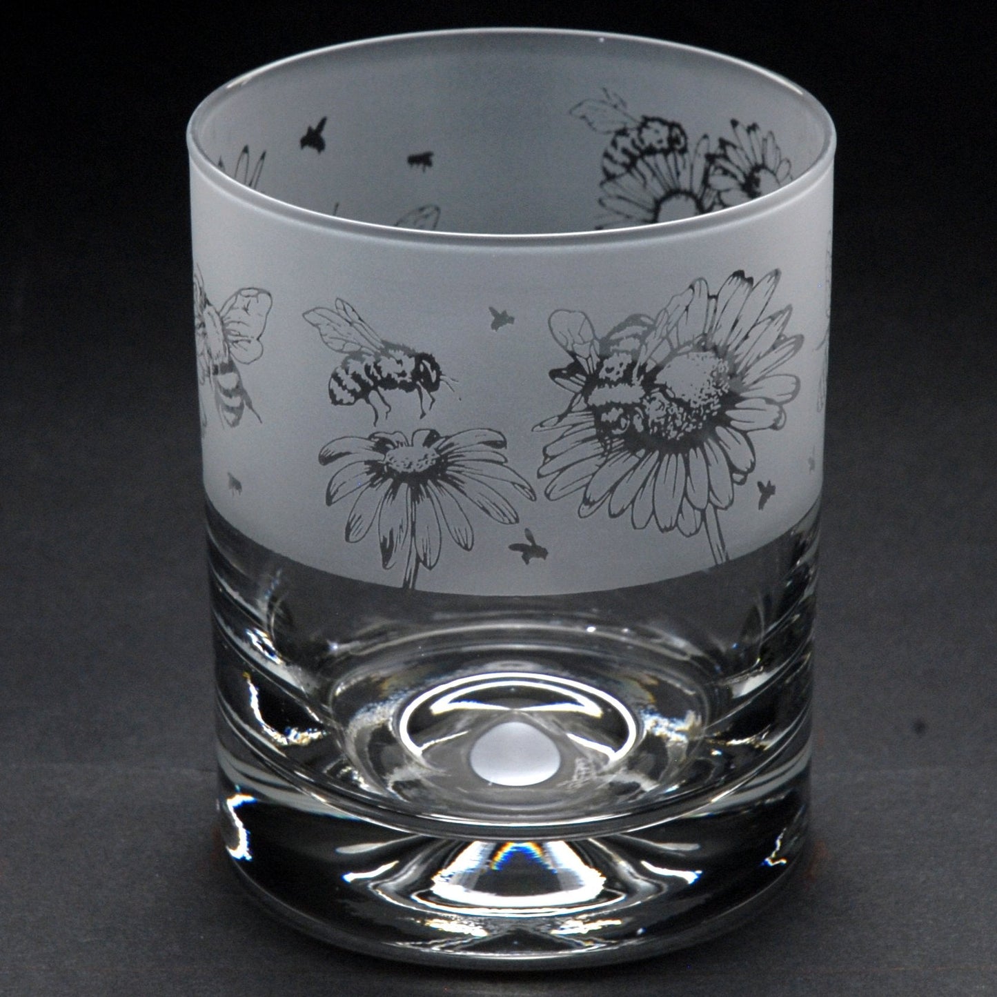 Bee Whiskey Tumbler Glass - Hand Etched/Engraved Gift