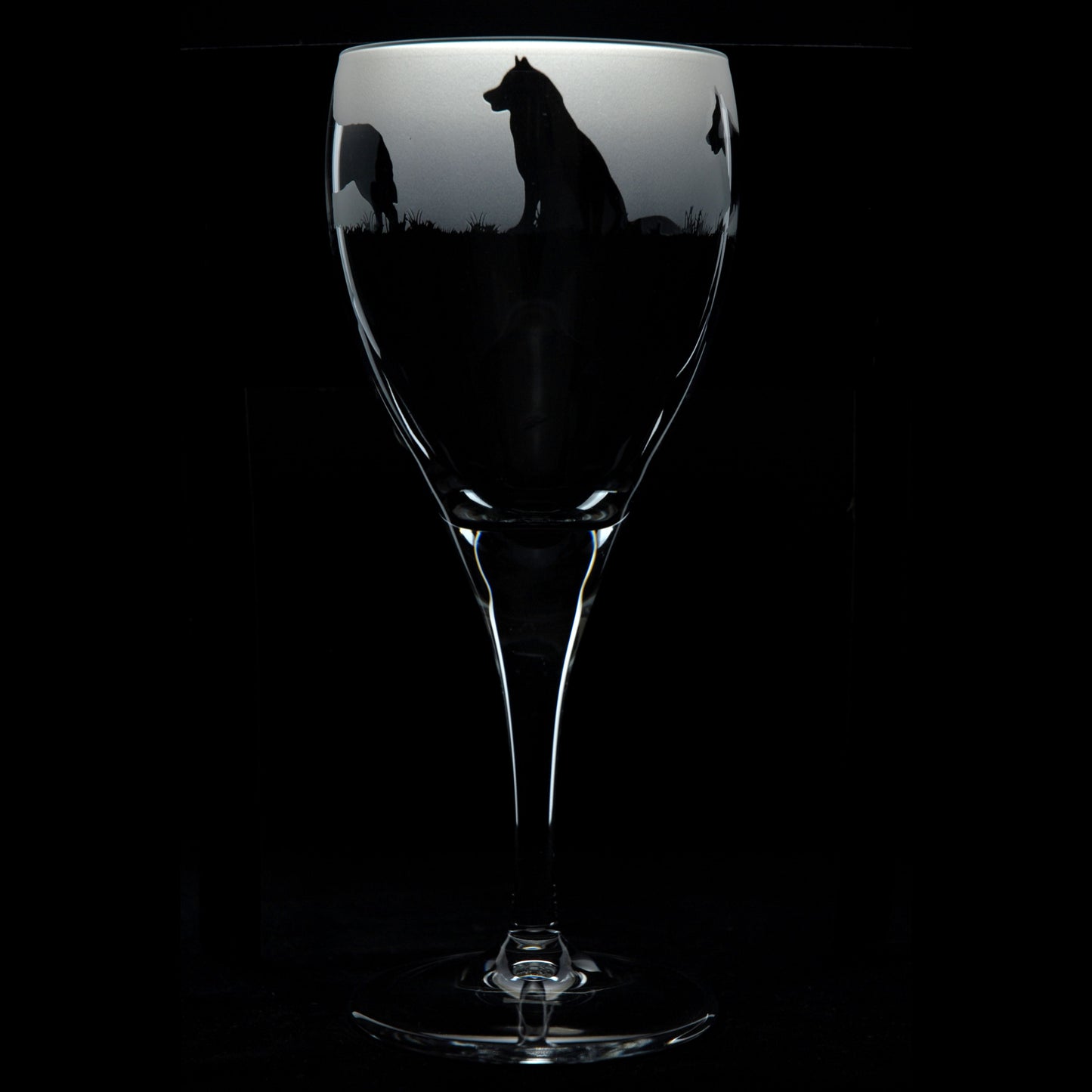 Husky Dog Crystal Wine Glass - Hand Etched/Engraved Gift