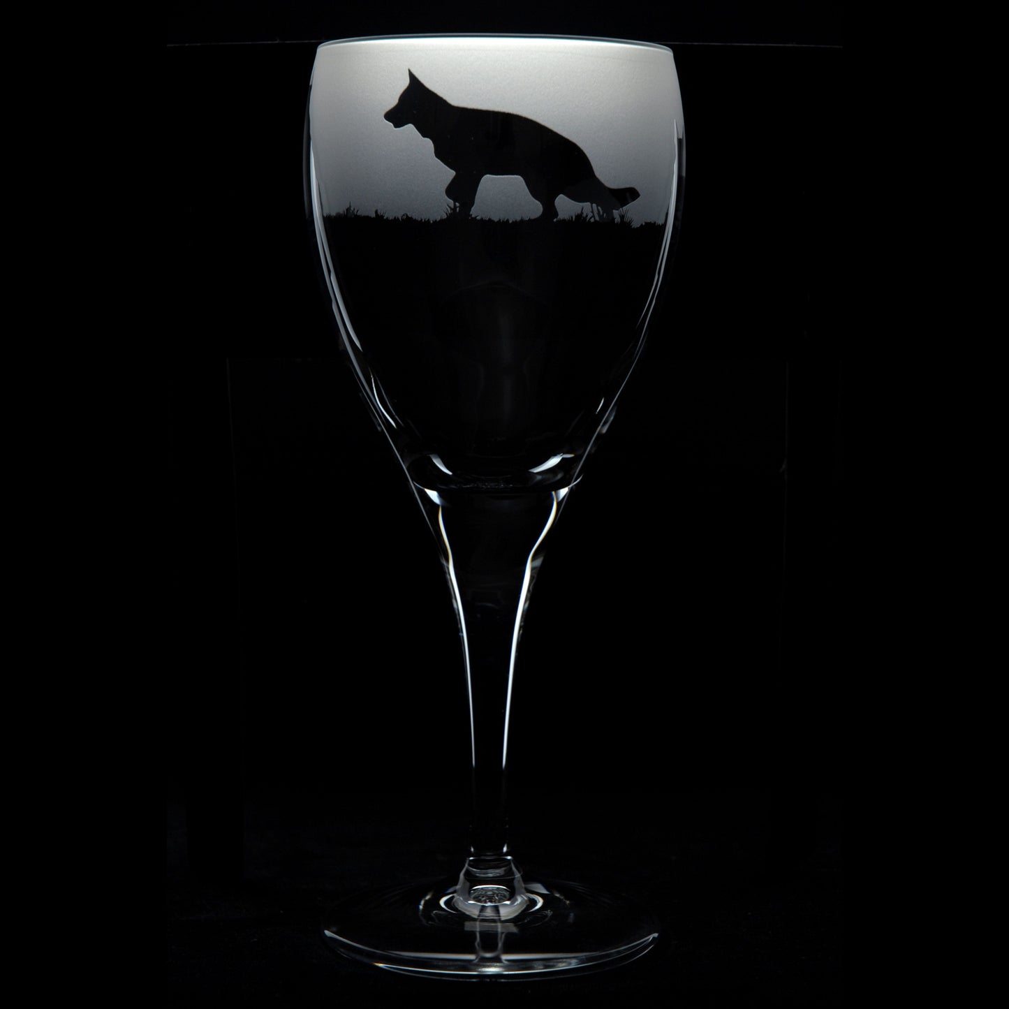 German Shepherd Dog Crystal Wine Glass - Hand Etched/Engraved Gift