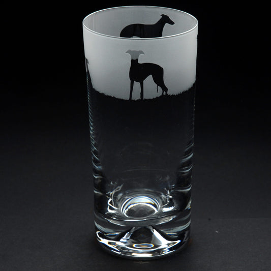 Whippet Dog Highball Glass - Hand Etched/Engraved Gift