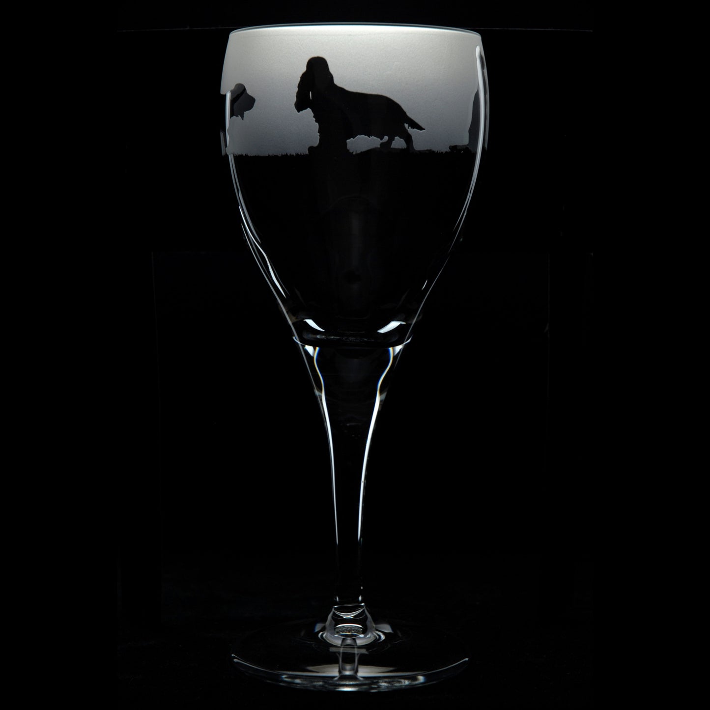 Cocker Spaniel Dog Crystal Wine Glass - Hand Etched/Engraved Gift