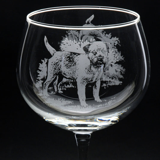 Border Terrier Dog Gin Cocktail Glass - Hand Etched/Engraved Gift