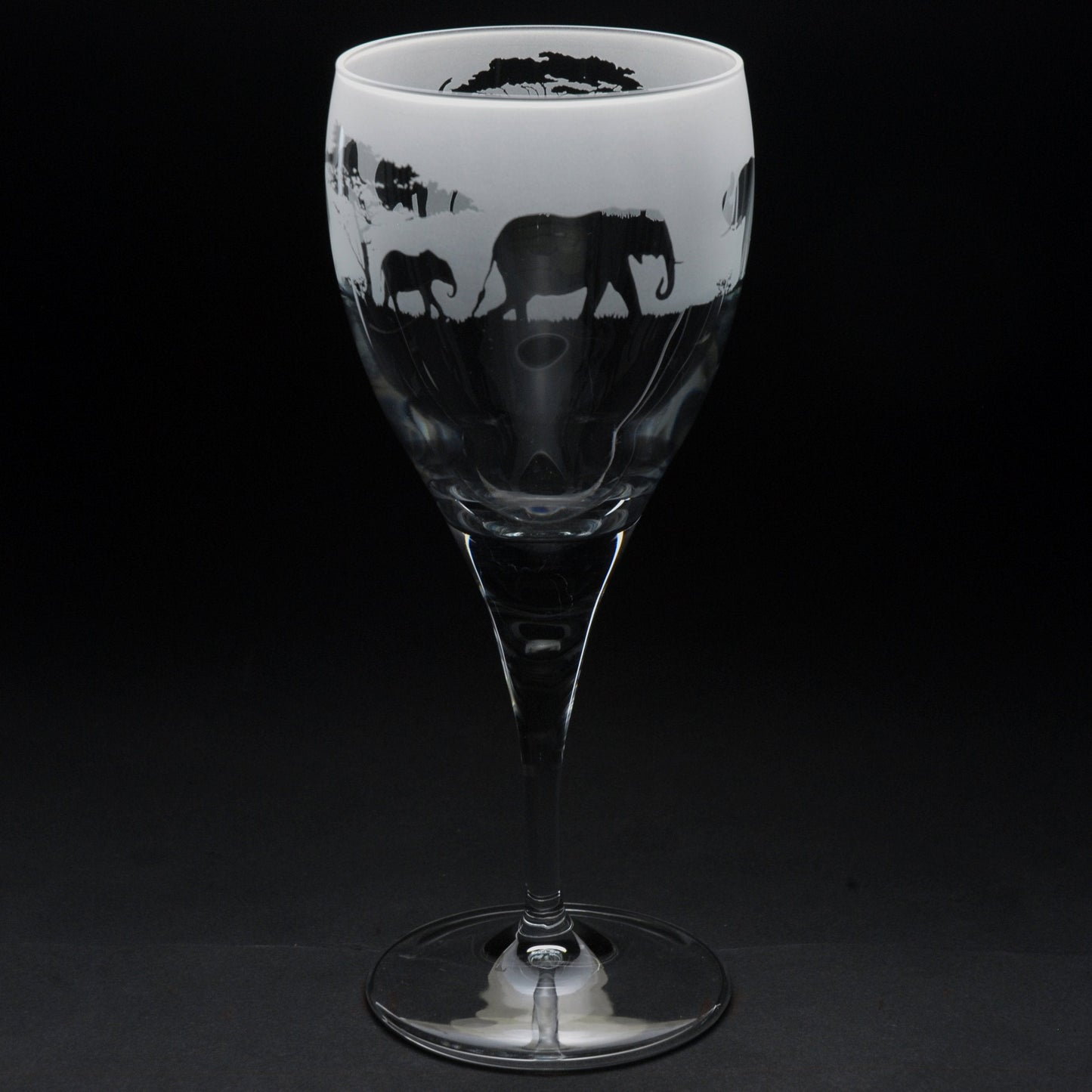 Elephant Crystal Wine Glass - Hand Etched/Engraved Gift