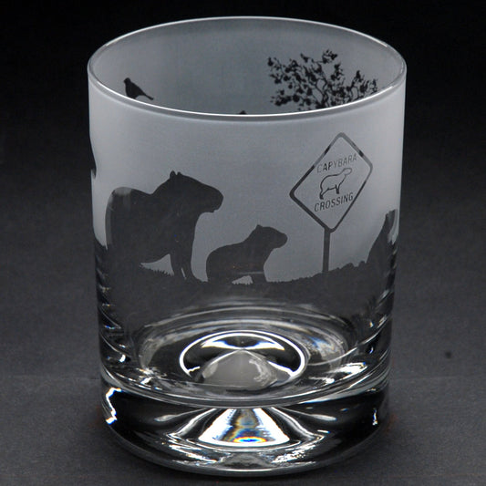 Capybara Whiskey Tumbler Glass - Hand Etched/Engraved Gift