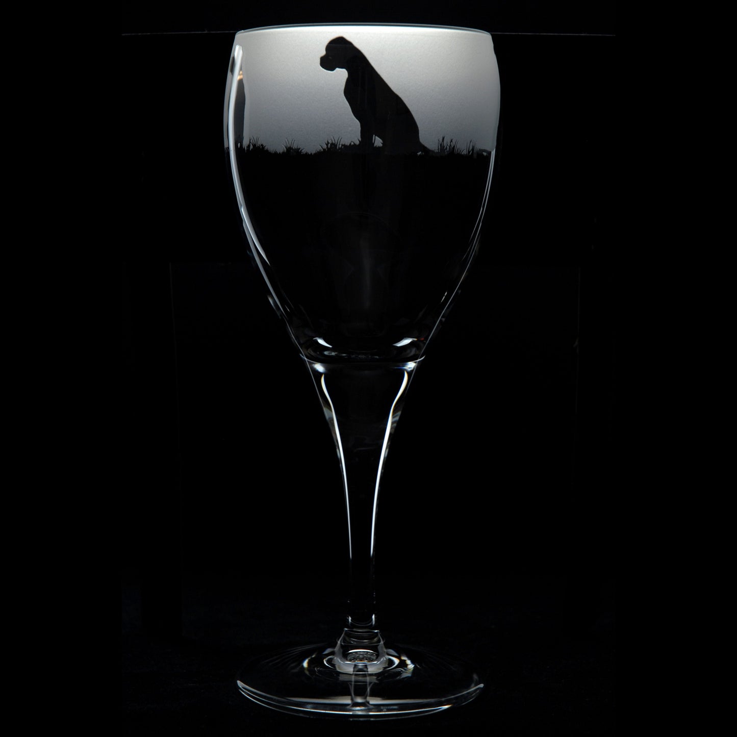 Boxer Dog Crystal Wine Glass - Hand Etched/Engraved Gift