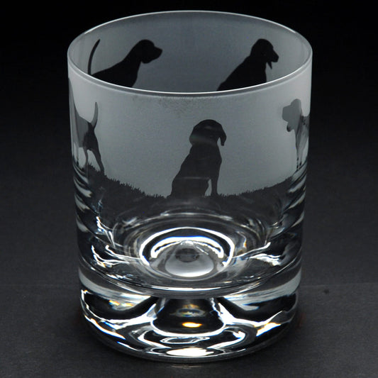 Beagle Dog Whiskey Tumbler Glass - Hand Etched/Engraved Gift