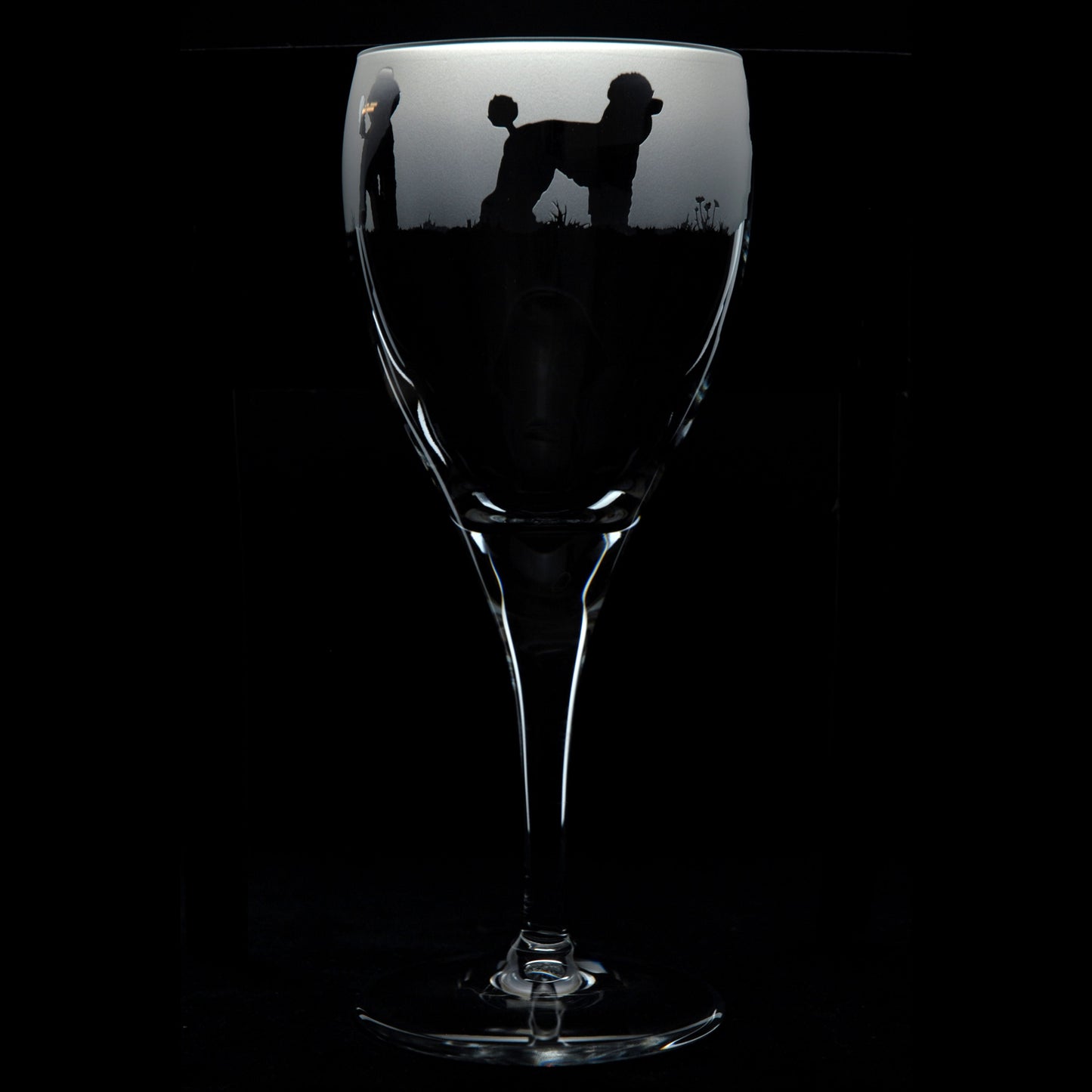 Poodle Dog Crystal Wine Glass - Hand Etched/Engraved Gift