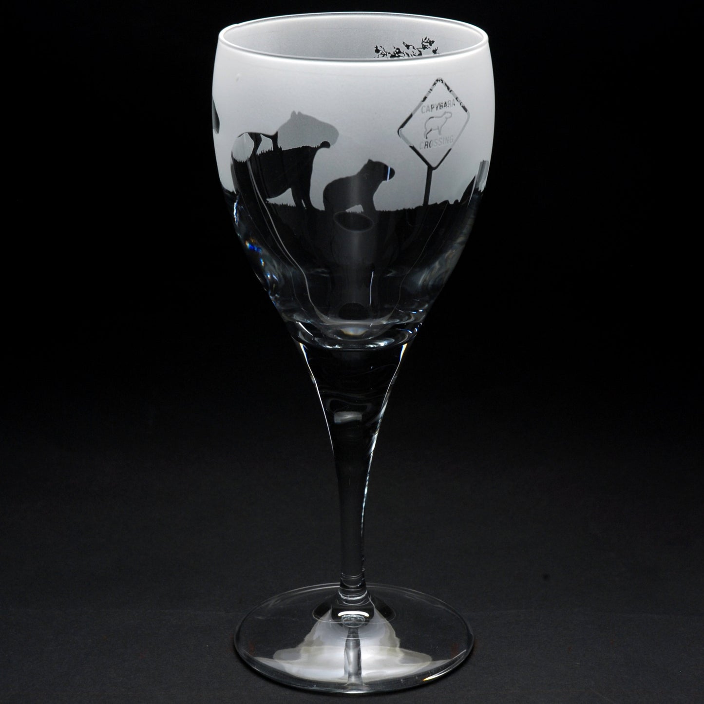 Capybara Crystal Wine Glass - Hand Etched/Engraved Gift