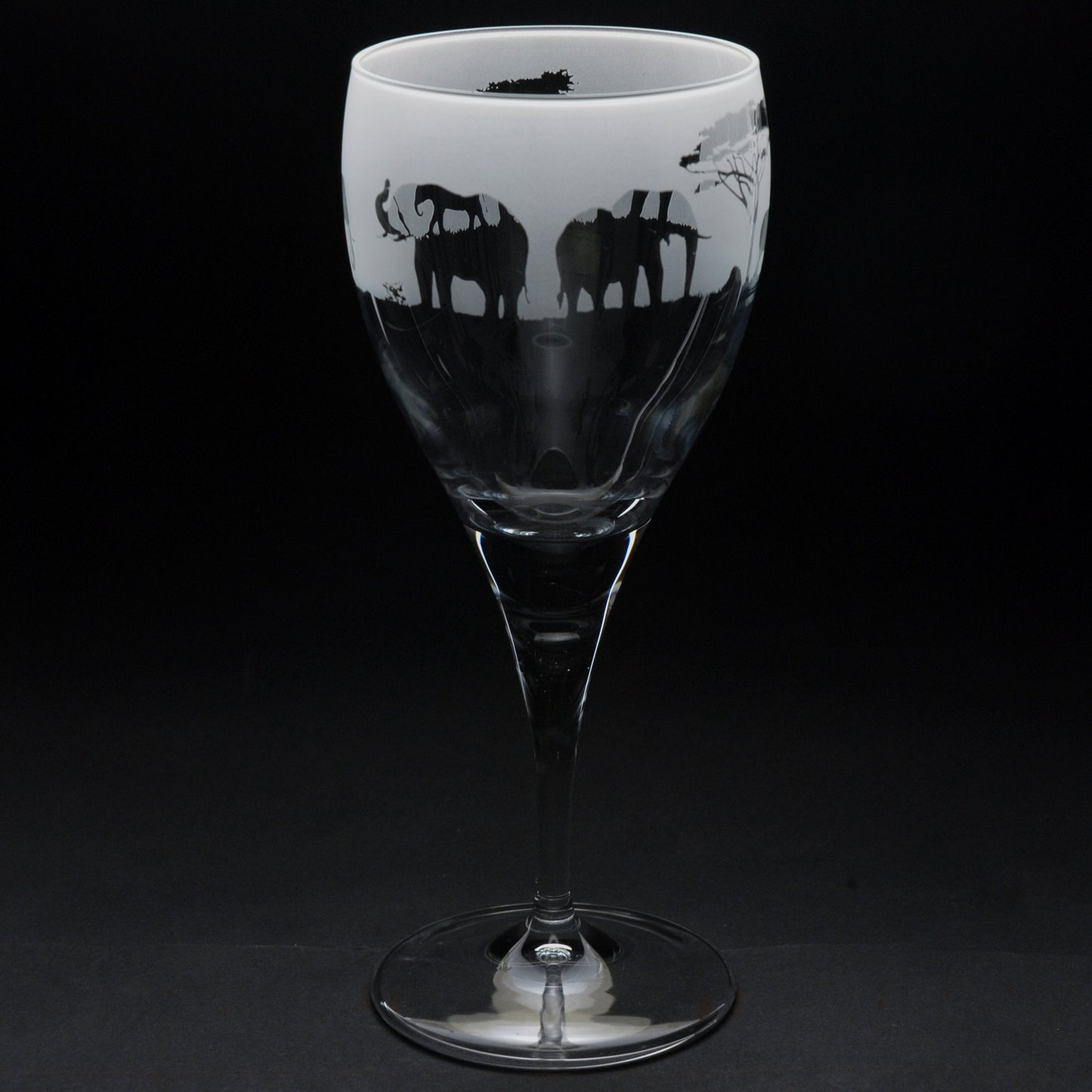 Elephant Crystal Wine Glass - Hand Etched/Engraved Gift