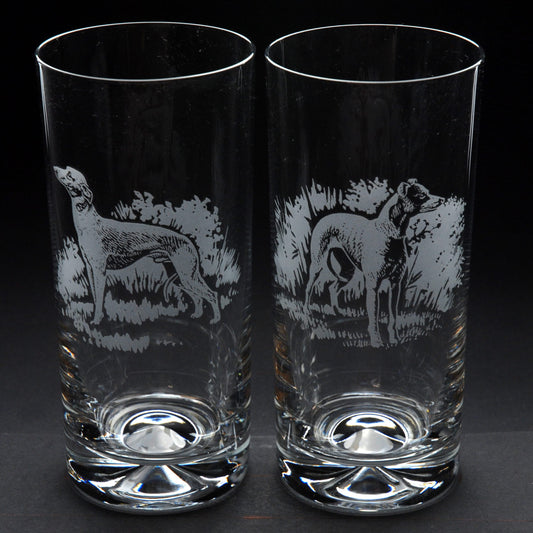 Whippet Dog Highball Glass - Hand Etched/Engraved Gift