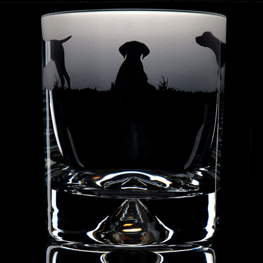 Pointer Dog Whiskey Tumbler Glass - Hand Etched/Engraved Gift