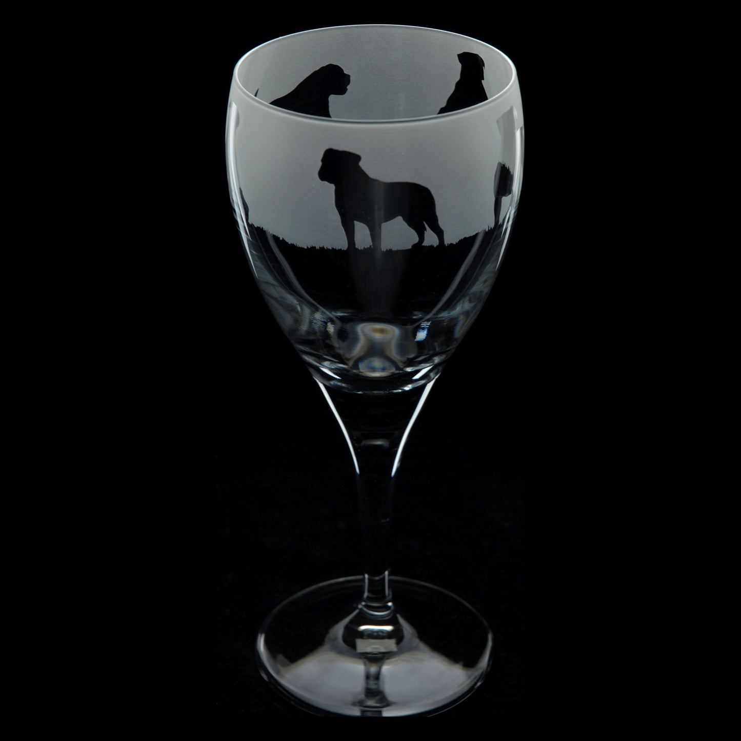 American Bulldog Dog Crystal Wine Glass - Hand Etched/Engraved Gift