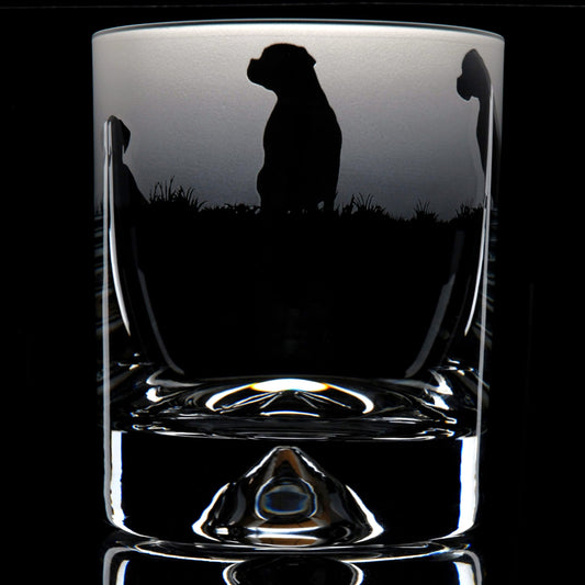 Boxer Dog Whiskey Tumbler Glass - Hand Etched/Engraved Gift
