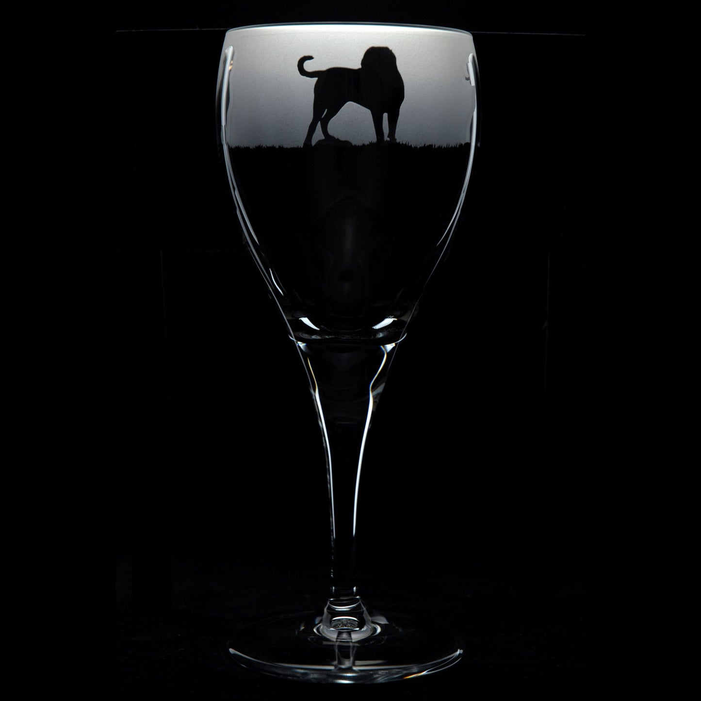 Dogue de Bordeaux Dog Crystal Wine Glass - Hand Etched/Engraved Gift