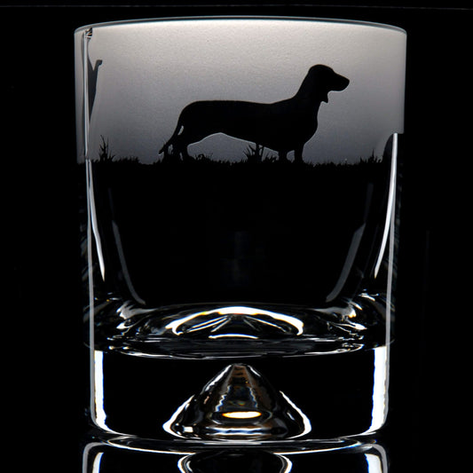 Dachshund Dog Whiskey Tumbler Glass - Hand Etched/Engraved Gift