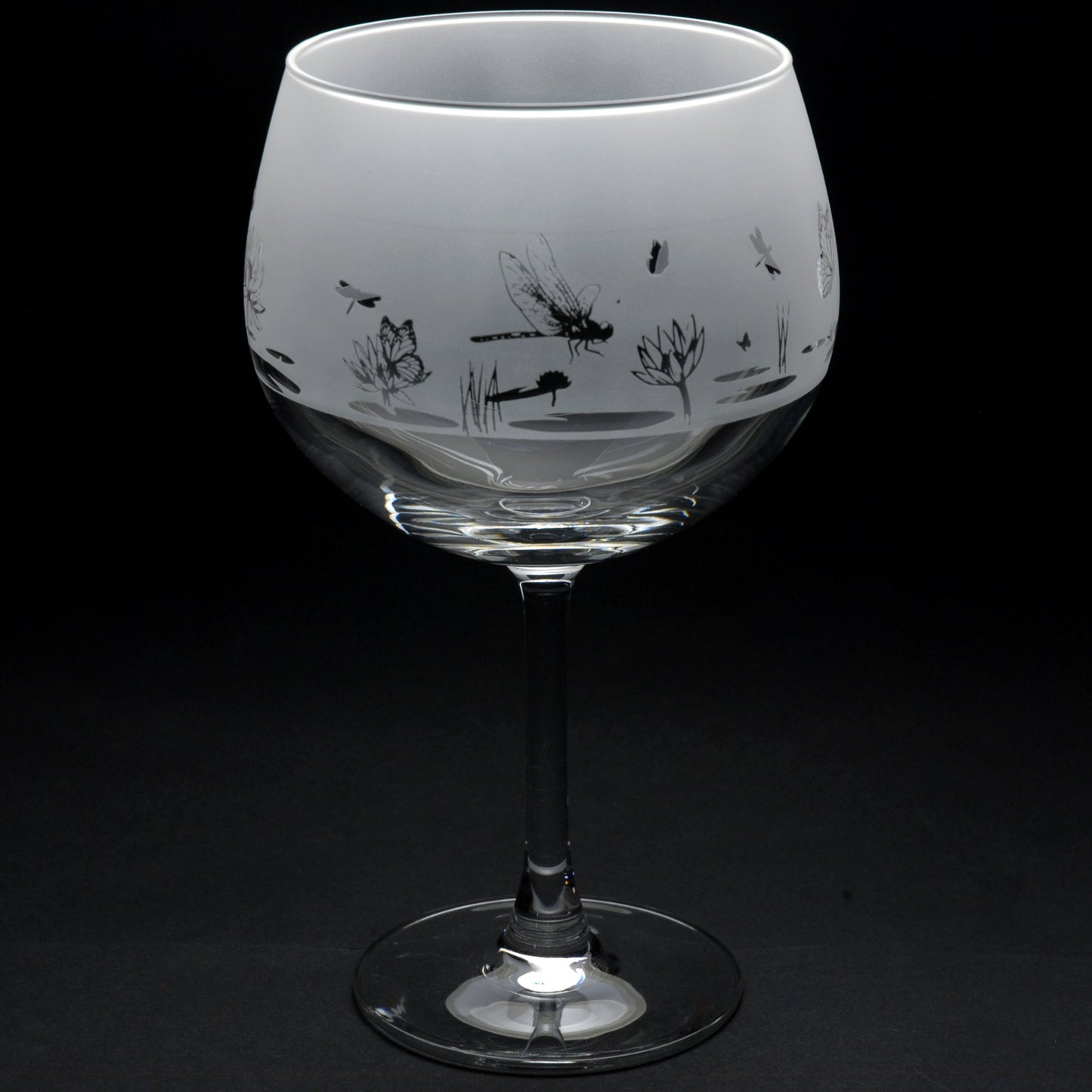Butterfly and Dragonfly Gin Cocktail Glass - Hand Etched/Engraved Gift