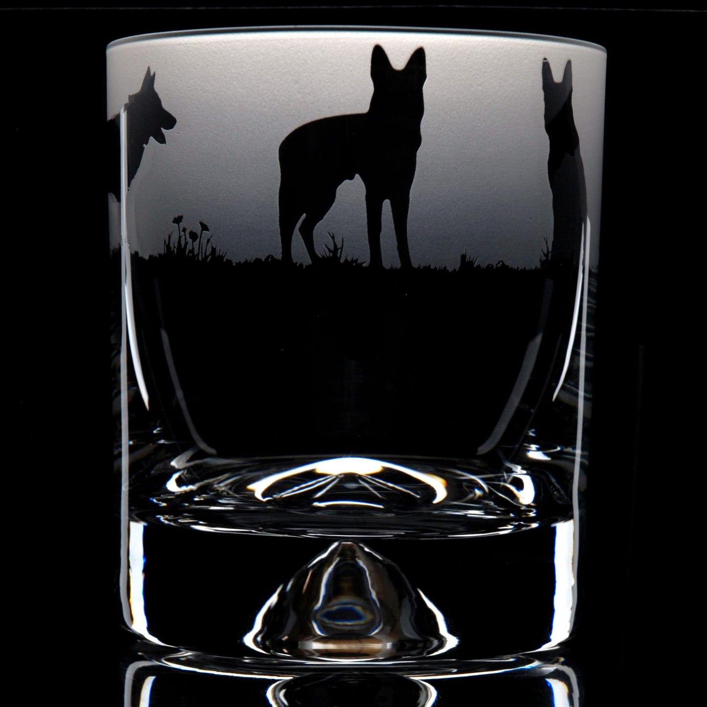 German Shepherd Dog Whiskey Tumbler Glass - Hand Etched/Engraved Gift