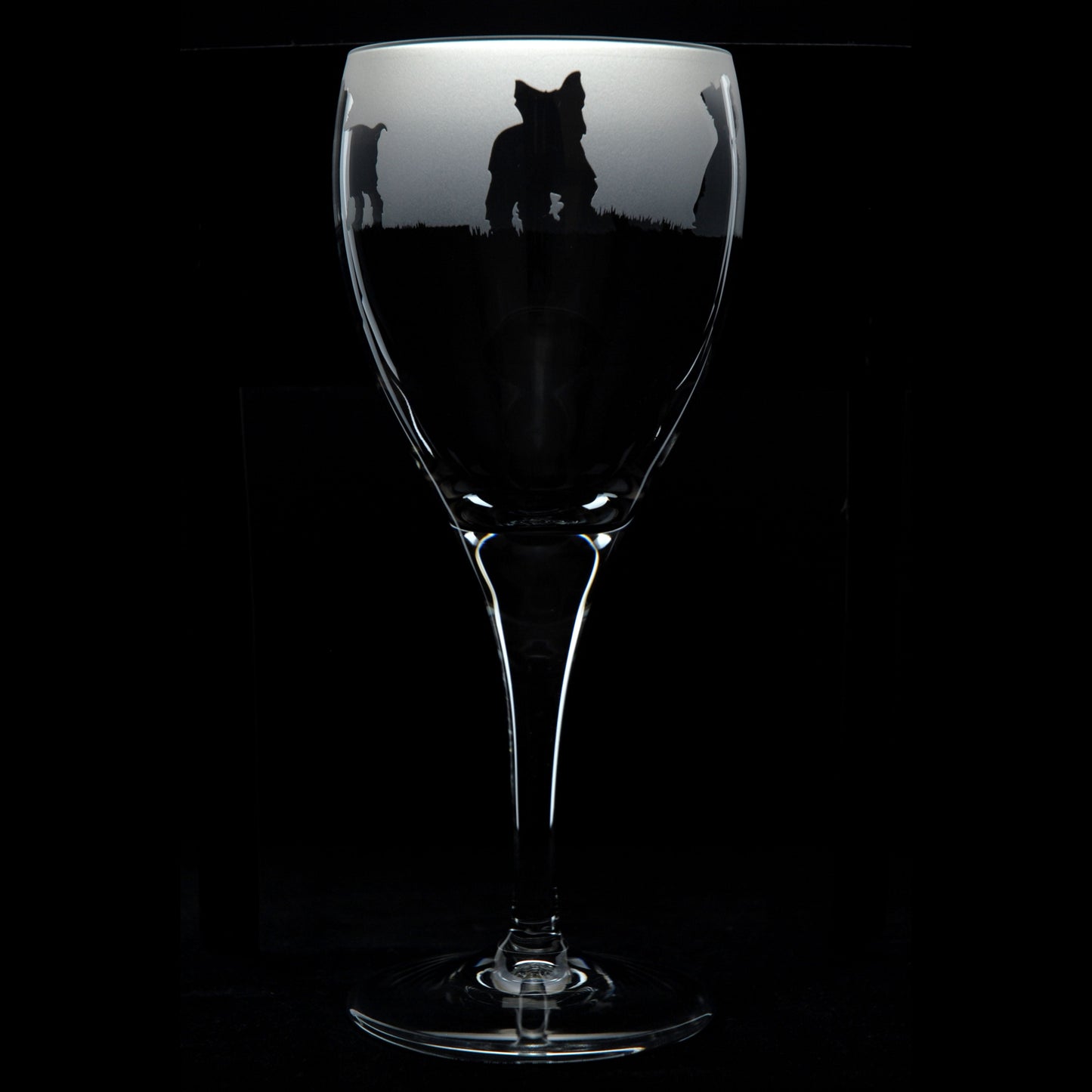 Yorkie Dog Crystal Wine Glass - Hand Etched/Engraved Gift